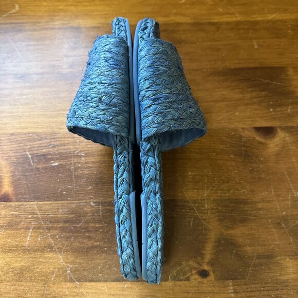 Polo Ralph Lauren Womens US 11 EU 43 Raffia Sandal Sheep Leather Blue Boho Beach - Picture 7 of 14